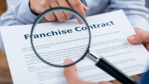 Contract de franciză cu clauze ascunse examinate atent.